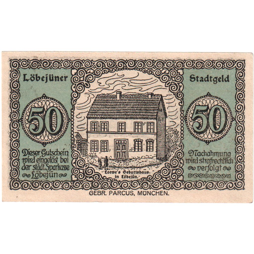 Deutschland, Lobejün, 50 Pfennig, 1921-02-25, VZ+