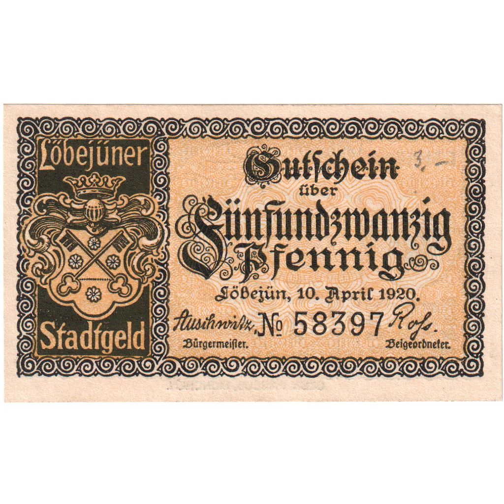 Niemcy, Lobejün, 25 Pfennig, 1921-02-25, UNC(60-62)
