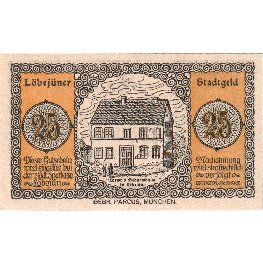 Niemcy, Lobejün, 25 Pfennig, 1921-02-25, UNC(60-62)