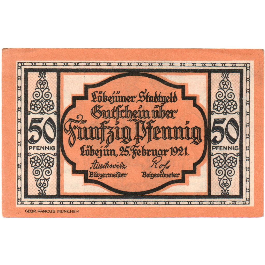 Alemanha, Lobejün, 50 Pfennig, 1921-02-25, UNC(60-62)
