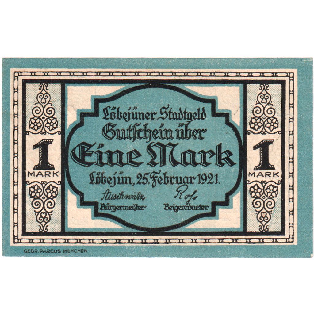 Deutschland, Lobejün, 1 Mark, 1921-02-25, VZ+