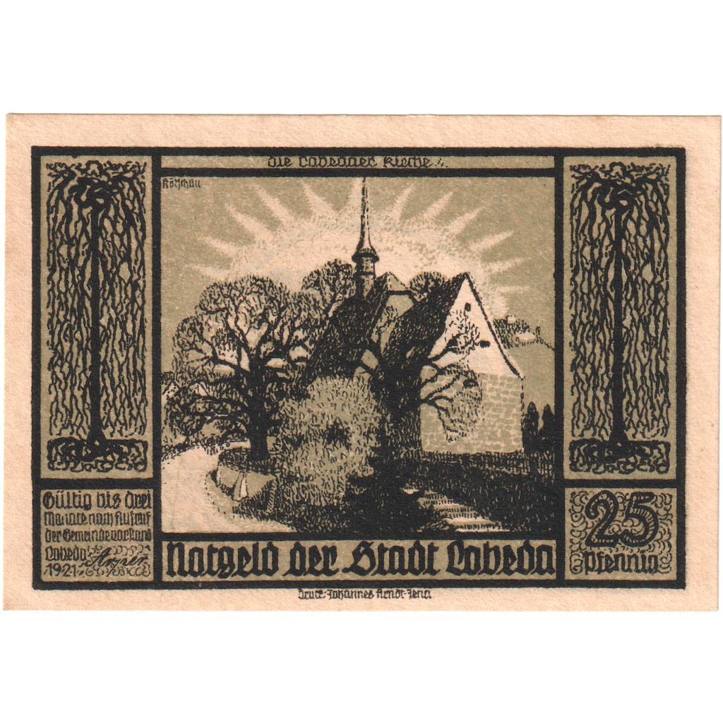 Alemanha, Lobeda Stadt, 25 Pfennig, UNC(63)