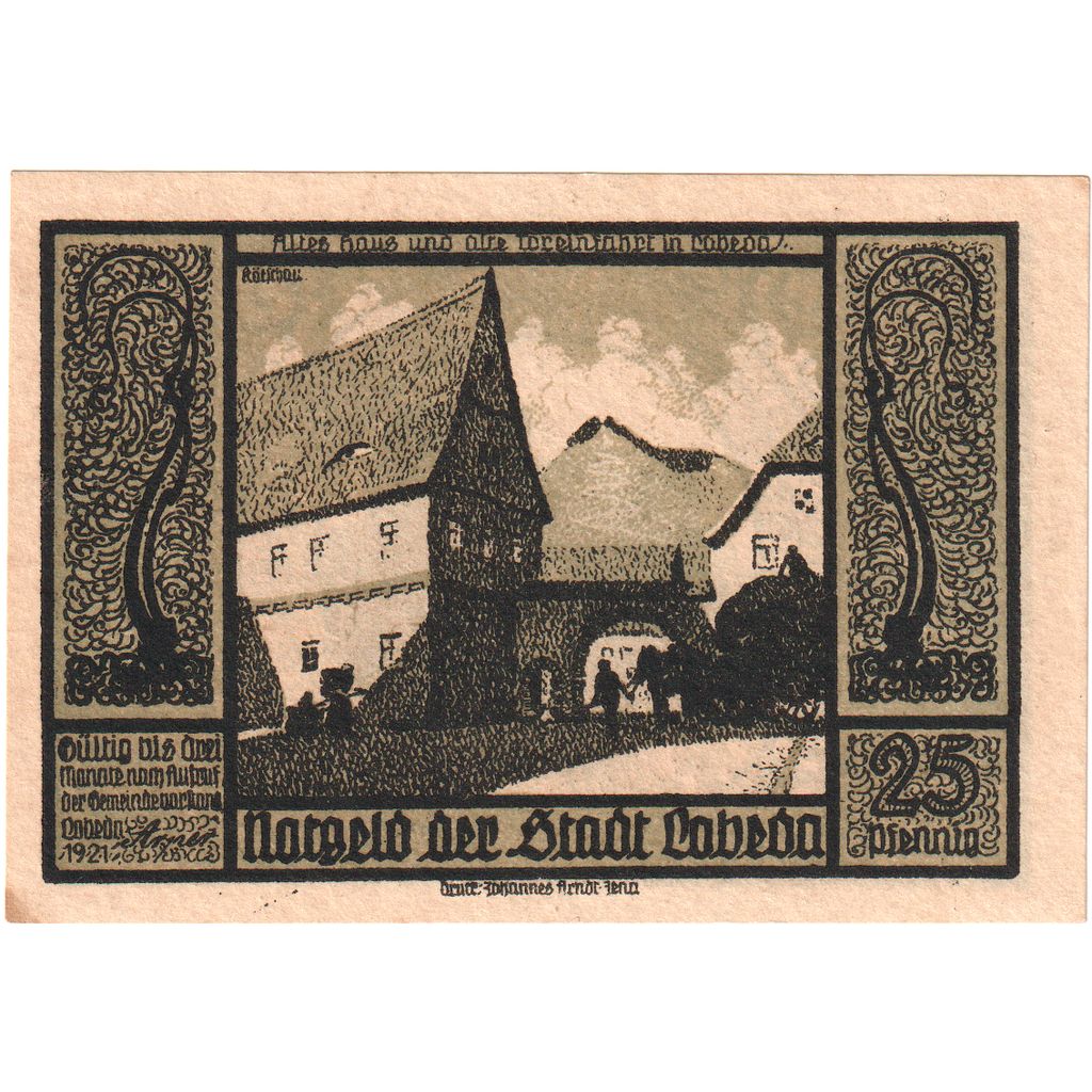 Alemanha, Lobeda Stadt, 25 Pfennig, UNC(63)