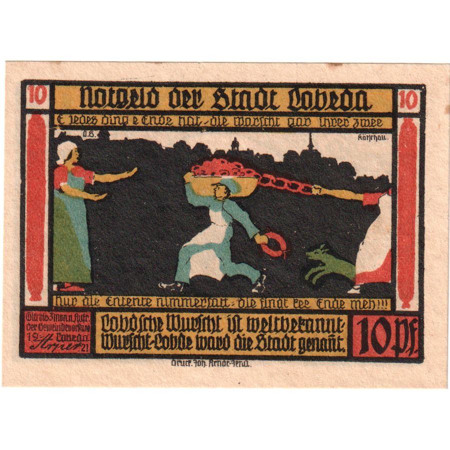 Alemanha, Lobeda Stadt, 10 Pfennig, UNC(63)