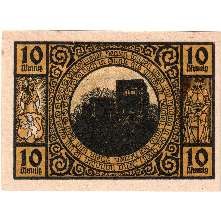 Alemanha, Lobeda Stadt, 10 Pfennig, UNC(63)