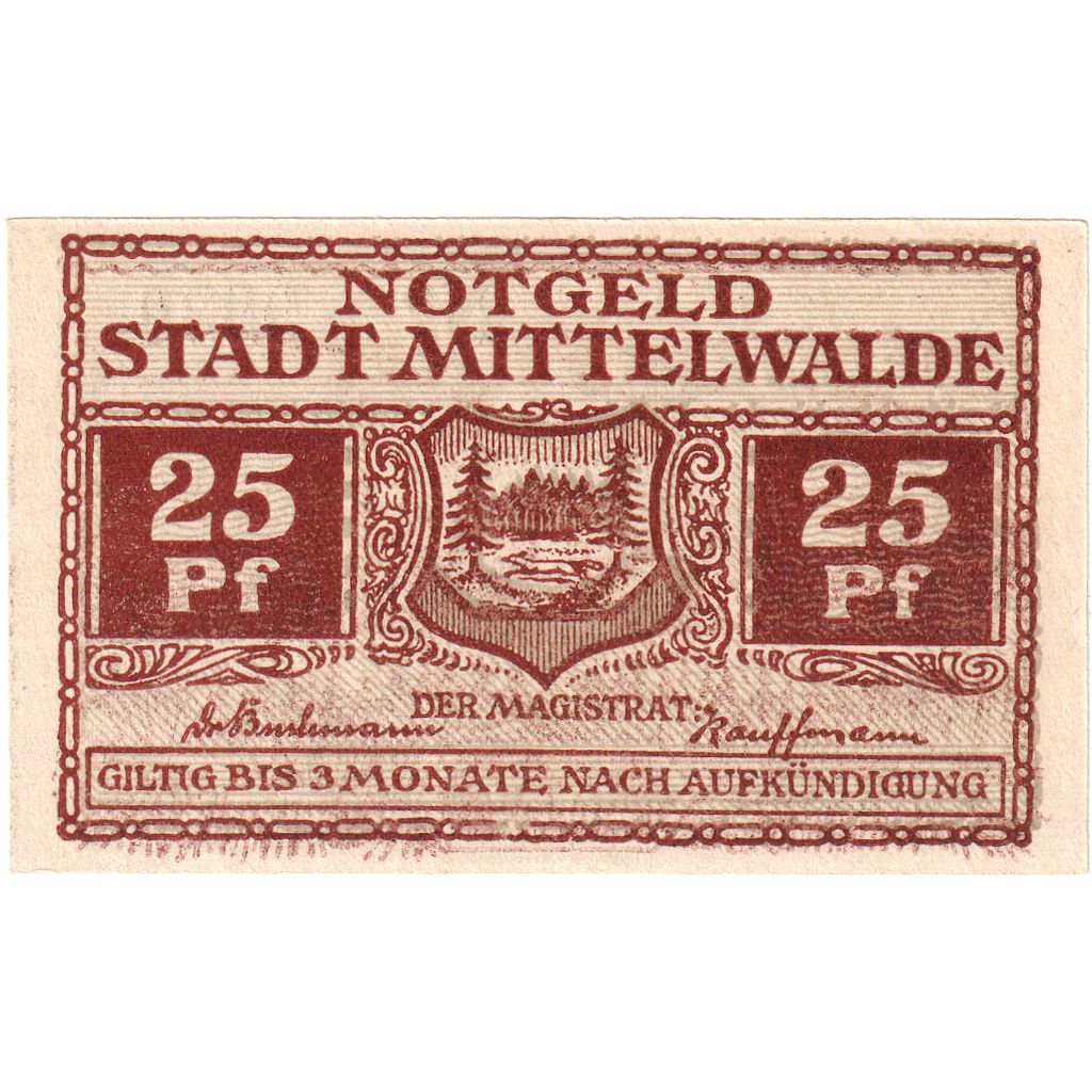 Deutschland, Mittelwalde Stadt, 25 Pfennig, VZ+