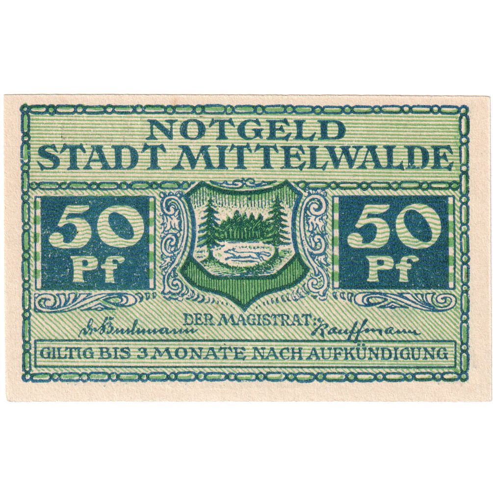 Alemanha, Mittelwalde Stadt, 50 Pfennig, UNC(60-62)