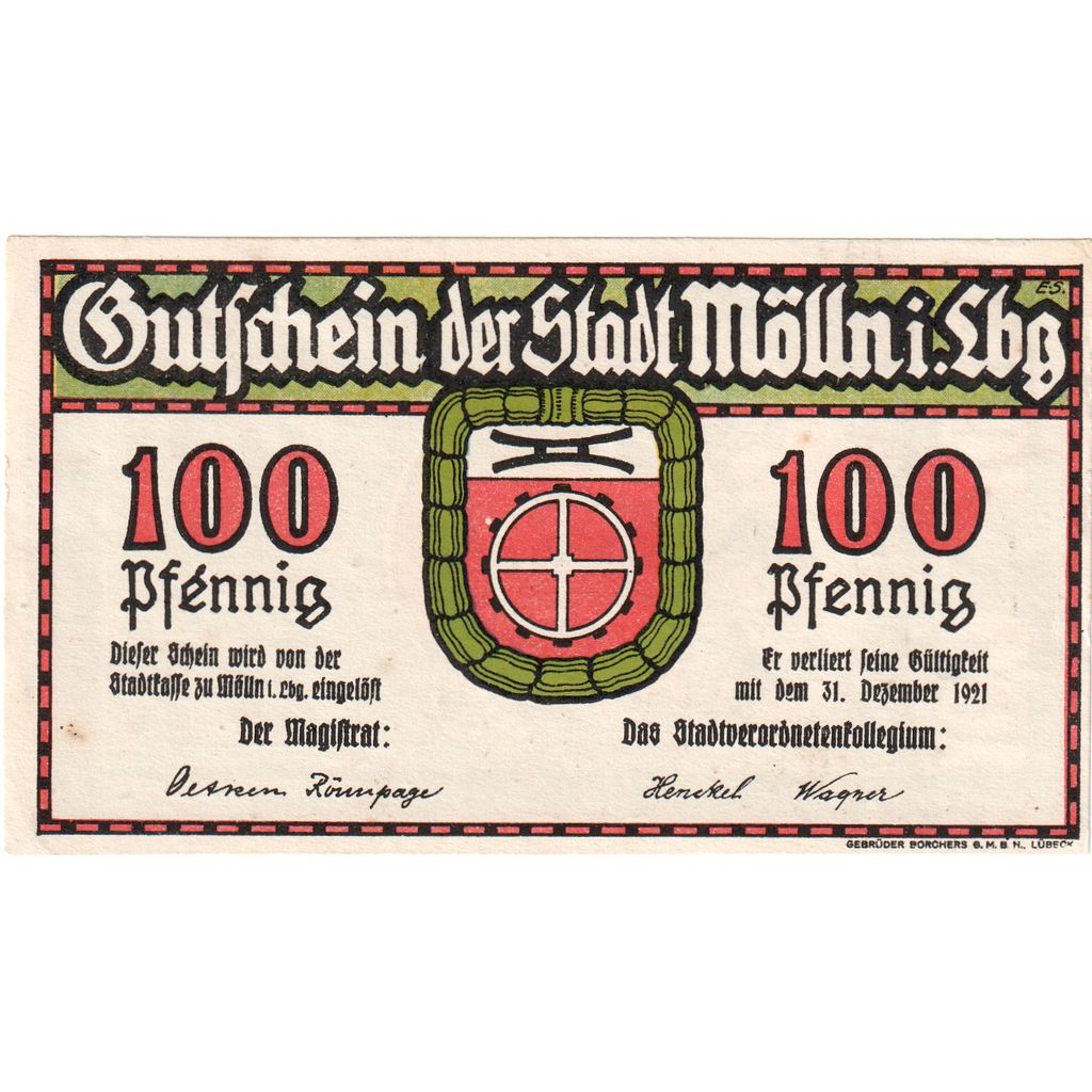 Deutschland, Mölln, 100 Pfennig, 1921-12-31, UNZ
