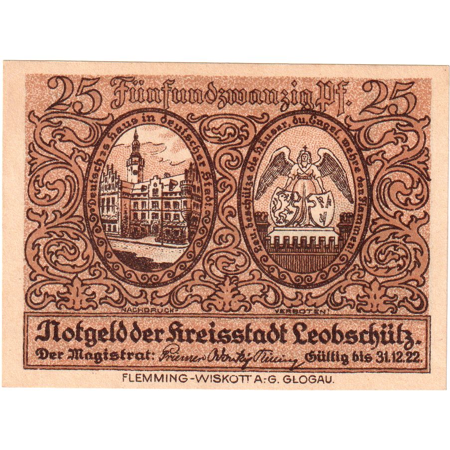 Niemcy, Leobschütz Stadt, 25 Pfennig, 1922-12-31, UNC(60-62)