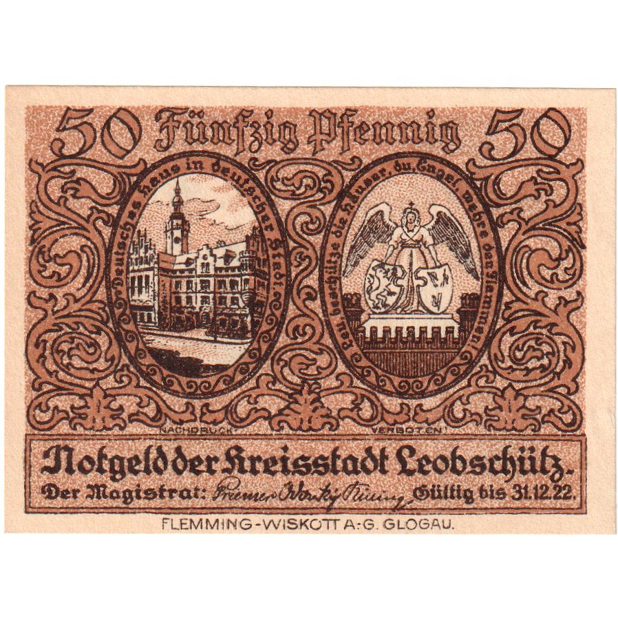 Niemcy, Leobschütz Stadt, 50 Pfennig, 1922-12-31, UNC(60-62)