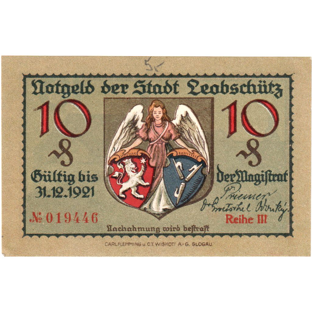 Deutschland, Leobschütz Stadt, 10 Pfennig, 1921-12-31, VZ+