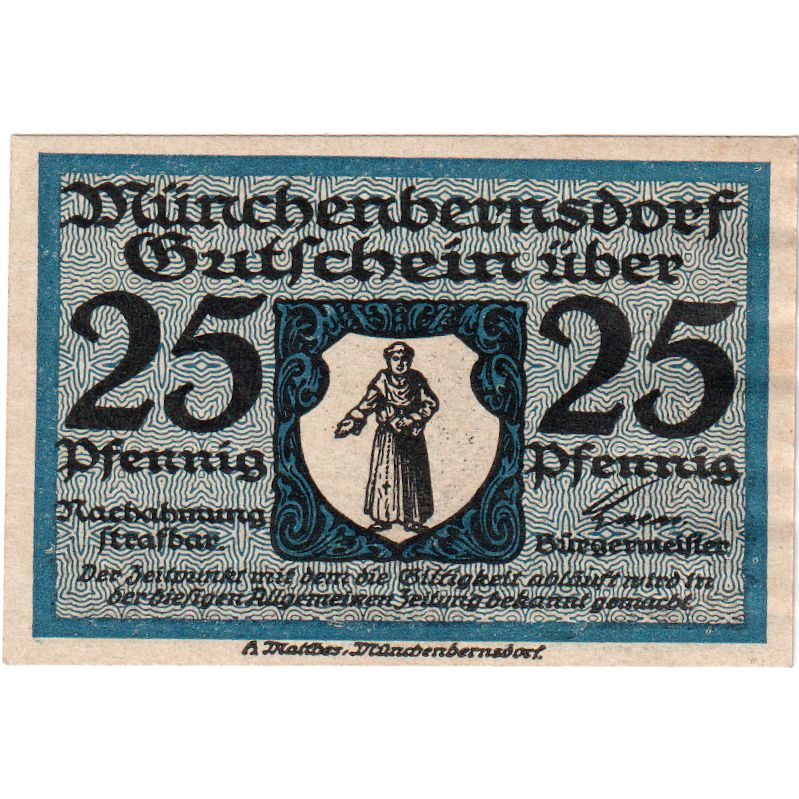 Alemania, Munchenbernsdorf, 25 Pfennig, EBC+