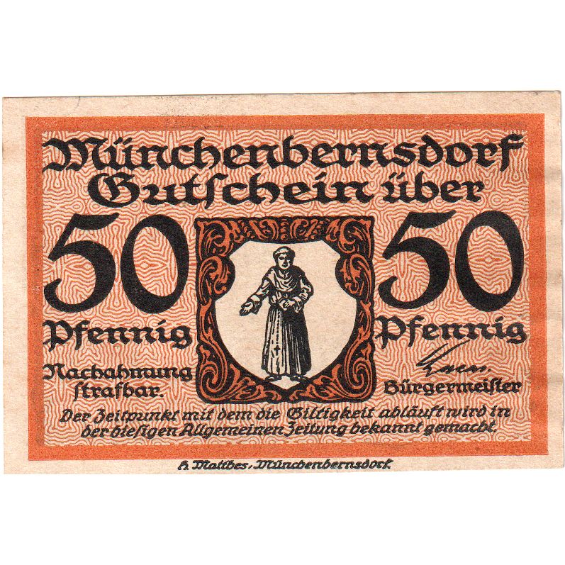 Alemania, Munchenbernsdorf, 50 Pfennig, EBC+