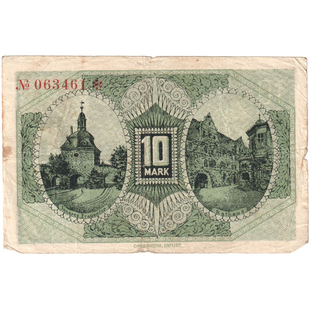 Alemania, Mühlhausen I. Thüringen Stadt, 10 Pfennig, 1919-02-01, EBC