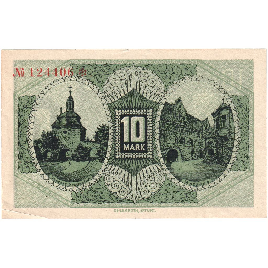 Alemania, Mühlhausen I. Thüringen Stadt, 10 Pfennig, 1919-02-01, EBC