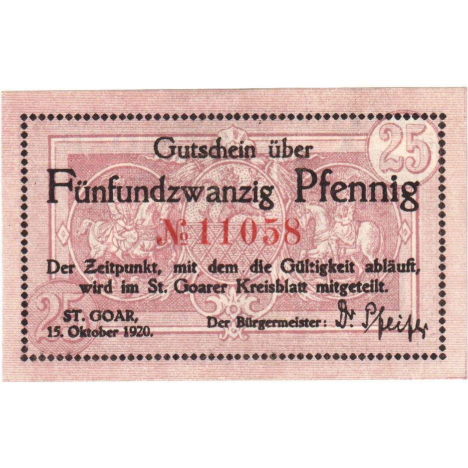 Alemania, St. Goar Stadt, 25 Pfennig, 1920-10-15, EBC+