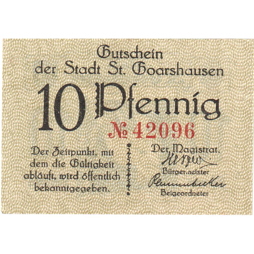 Alemania, St Goashausen, 10 Pfennig, SC