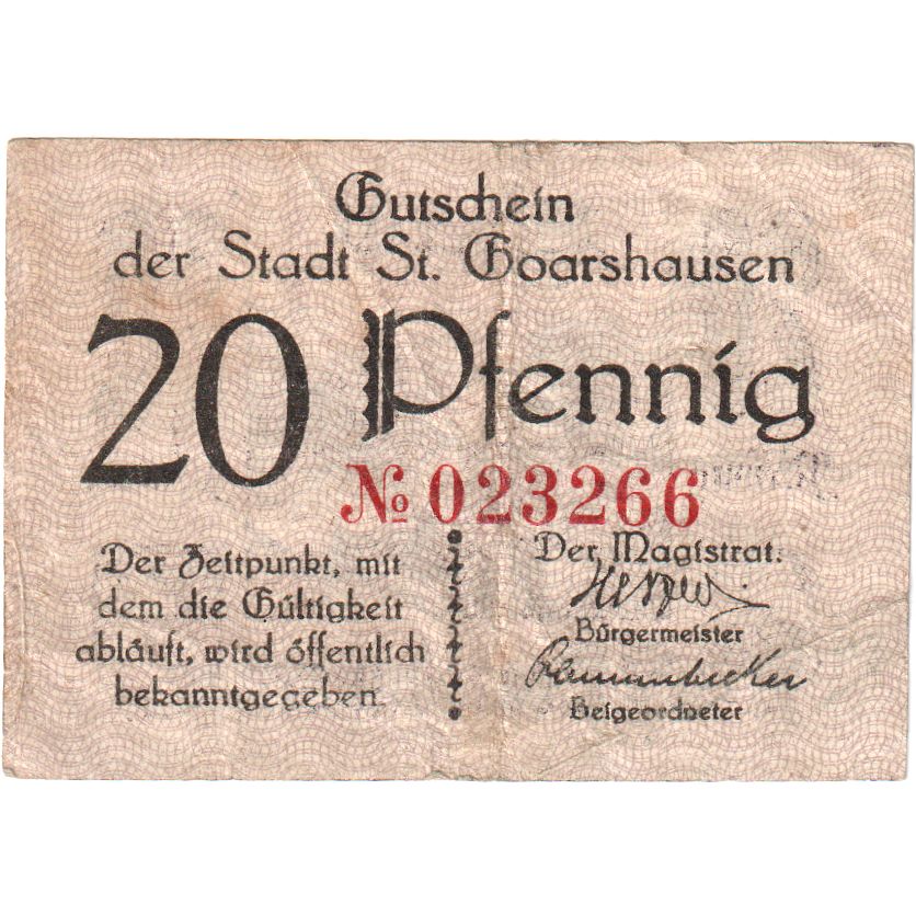 Alemania, St Goashausen, 20 Pfennig, SC