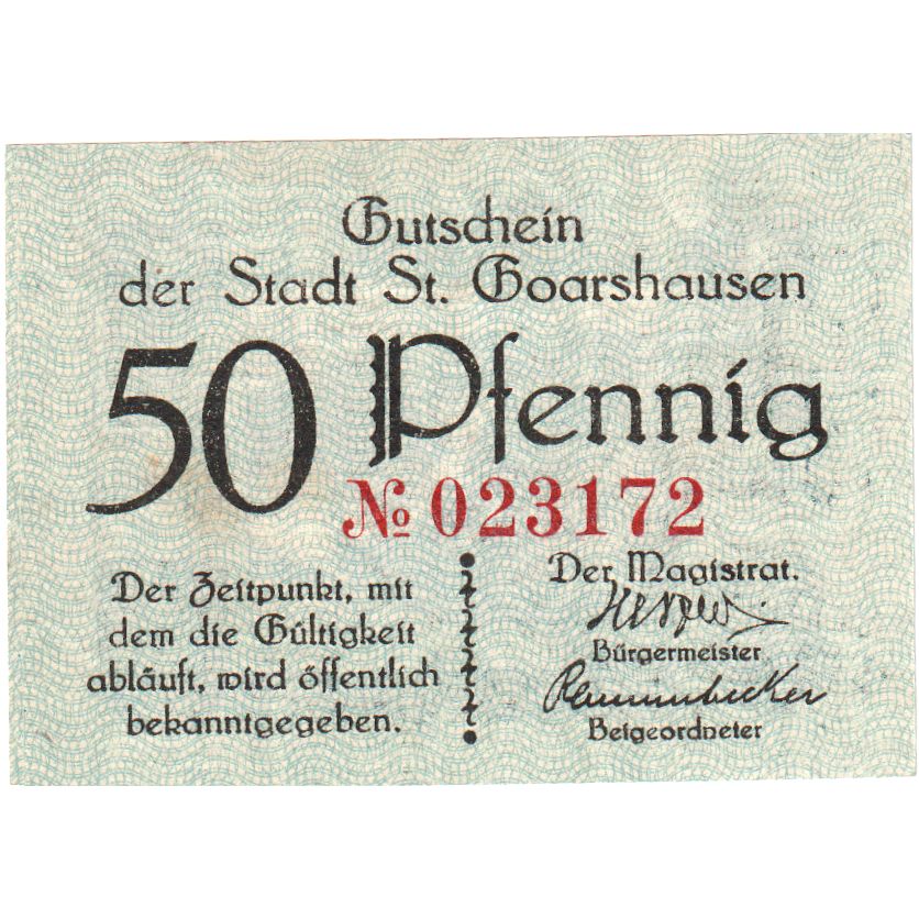 Niemcy, St Goashausen, 50 Pfennig, UNC(63)