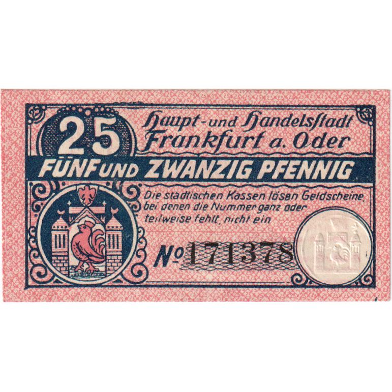 Deutschland, Frankfurt a.d. Oder Stadt, 25 Pfennig, 1920-06-03, VZ+