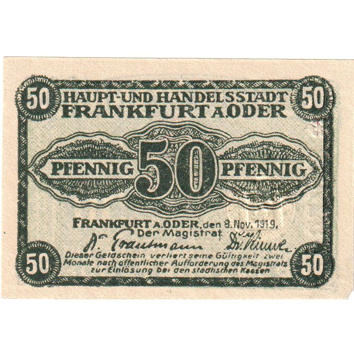 Deutschland, Frankfurt a.d. Oder Stadt, 50 Pfennig, 1919-11-08, VZ+
