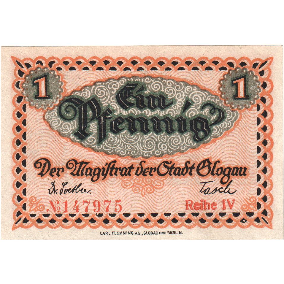 Deutschland, Glogau Stadt, 1 Pfennig, 1920-12-31, VZ+