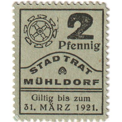 Deutschland, Mühldorf am Inn Stadt, 2 Pfennig, 1921-03-31, VZ+
