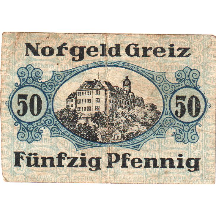 Niemcy, Greiz, Bank für Handel und Industrie, 50 Pfennig, 1919-10-01, AU(55-58)