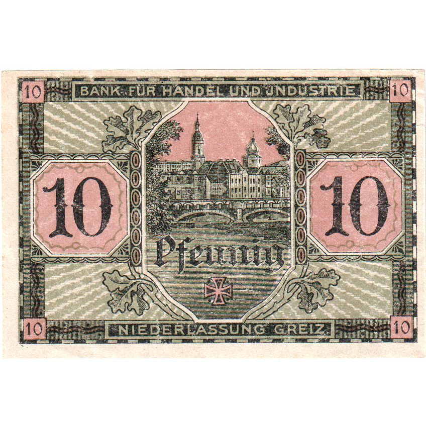 Deutschland, Greiz, Bank für Handel und Industrie, 10 Pfennig, 1919-10-01, VZ