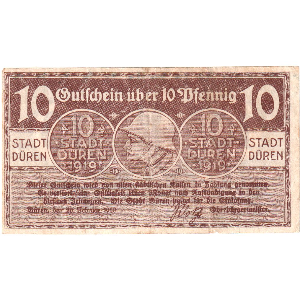 Niemcy, Duren Stadt, 10 Pfennig, 1920-01-01, UNC(60-62)