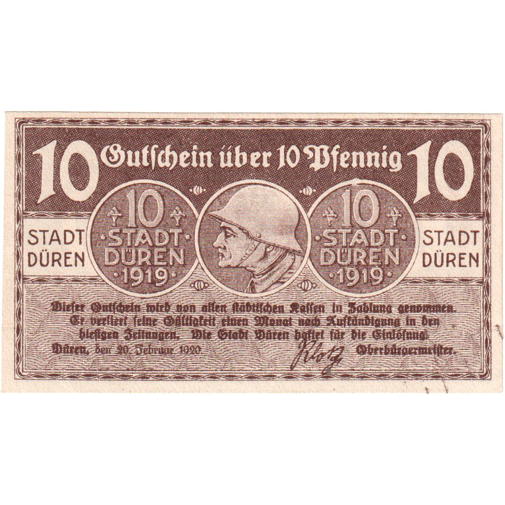 Alemania, Duren Stadt, 10 Pfennig, 1920-01-01, MBC+