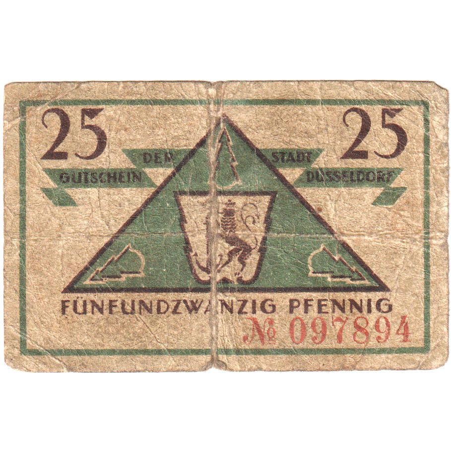 Alemania, Düsseldorf Stadt, 25 Pfennig, 1921-03-31, BC