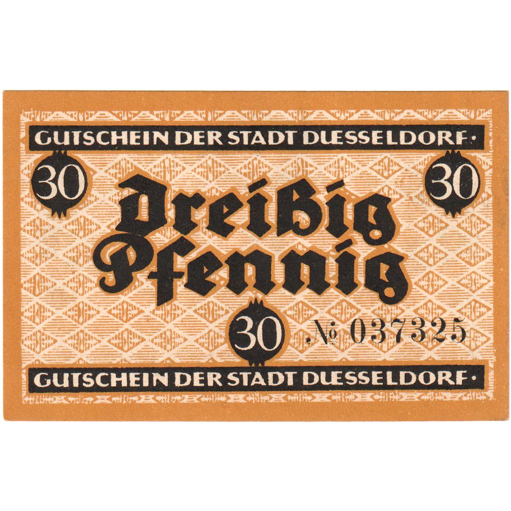 Alemania, Düsseldorf Stadt, 30 Pfennig, 1920-03-31, EBC+