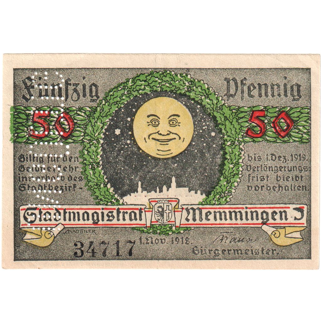 Alemania, Memmingen Stadt, 50 Pfennig, 1919-12-01, EBC+