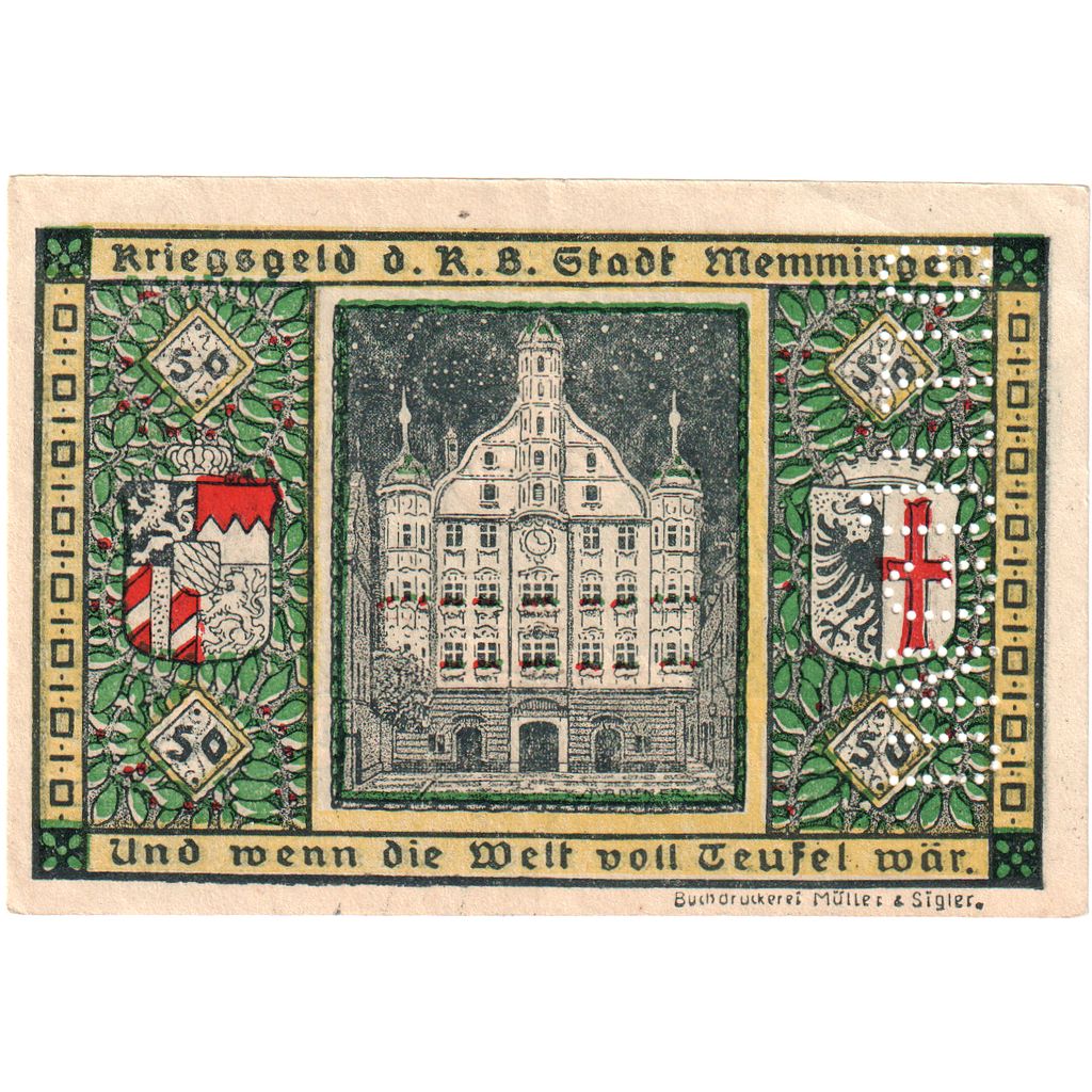 Alemania, Memmingen Stadt, 50 Pfennig, 1919-12-01, EBC+