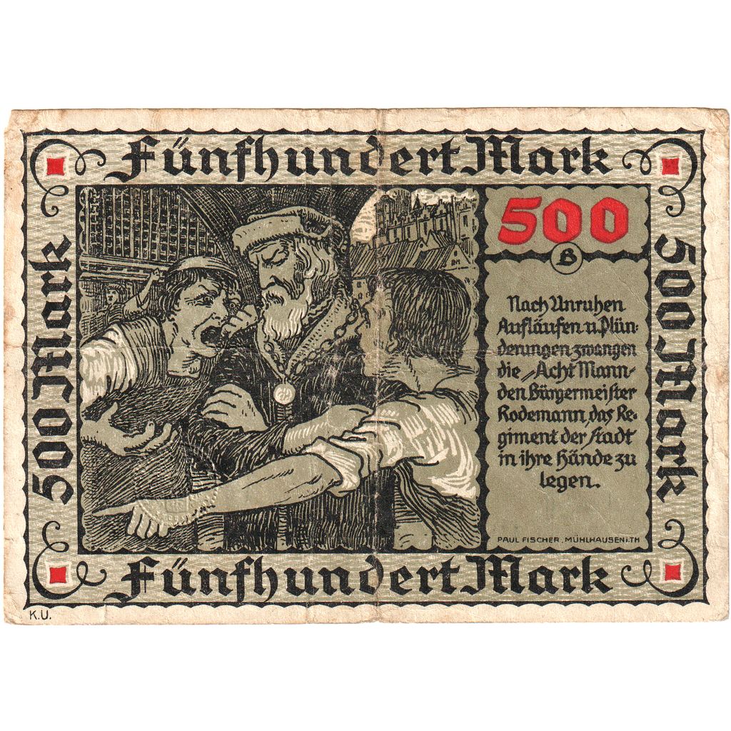 Alemania, Mühlhausen Stadt, 500 Mark, 1921-10-01, EBC