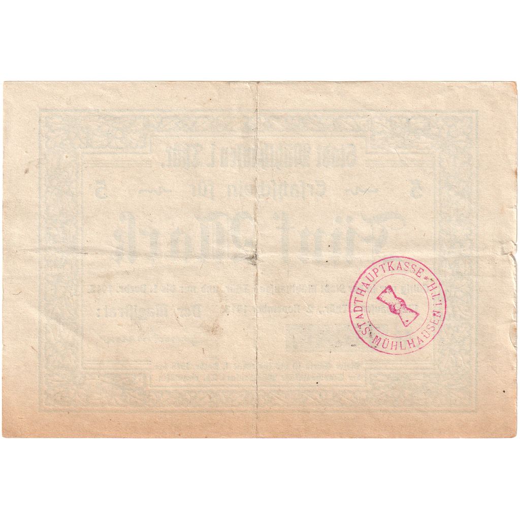 Alemania, Mühlhausen I. Thüringen Stadt, 5 Mark, 1919-12-01, SC+