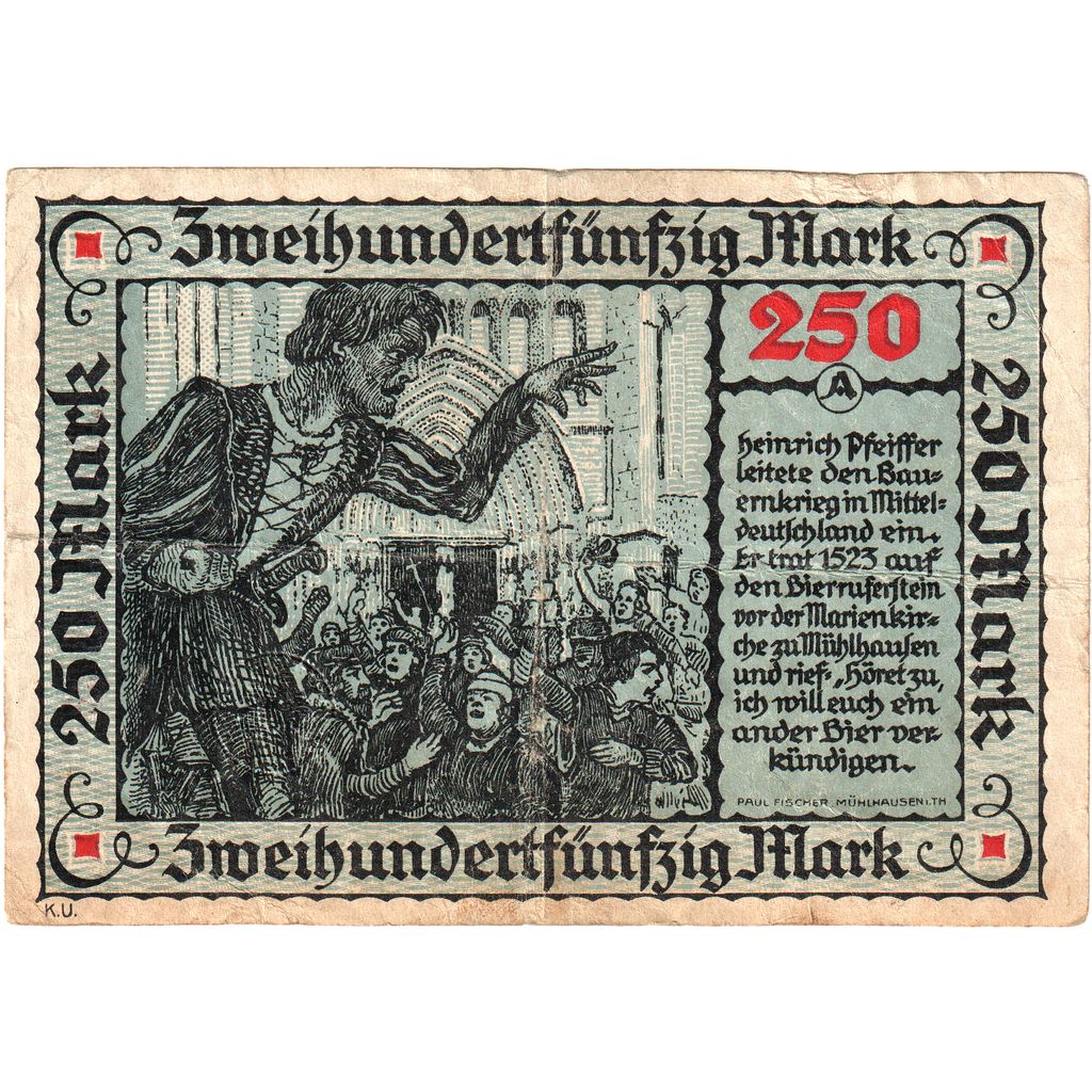 Alemania, Mühlhausen Stadt, 250 Mark, 1921-10-01, EBC
