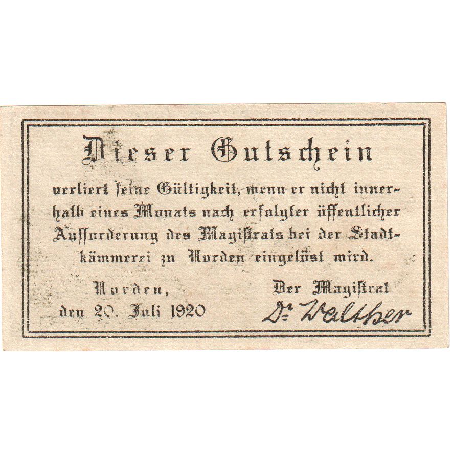 Deutschland, Norden Stadt, 25 Pfennig, 1920-07-20, VZ+