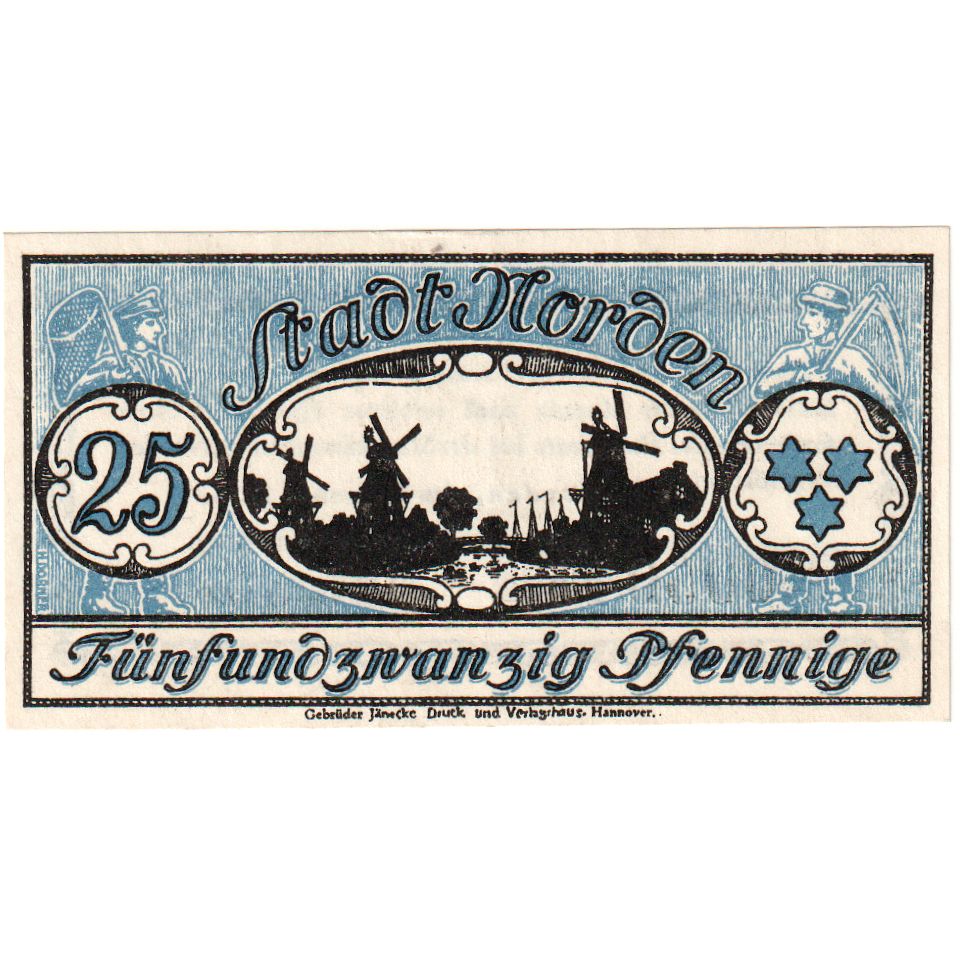 Niemcy, Norden Stadt, 25 Pfennig, 1921-01-06, UNC(63)