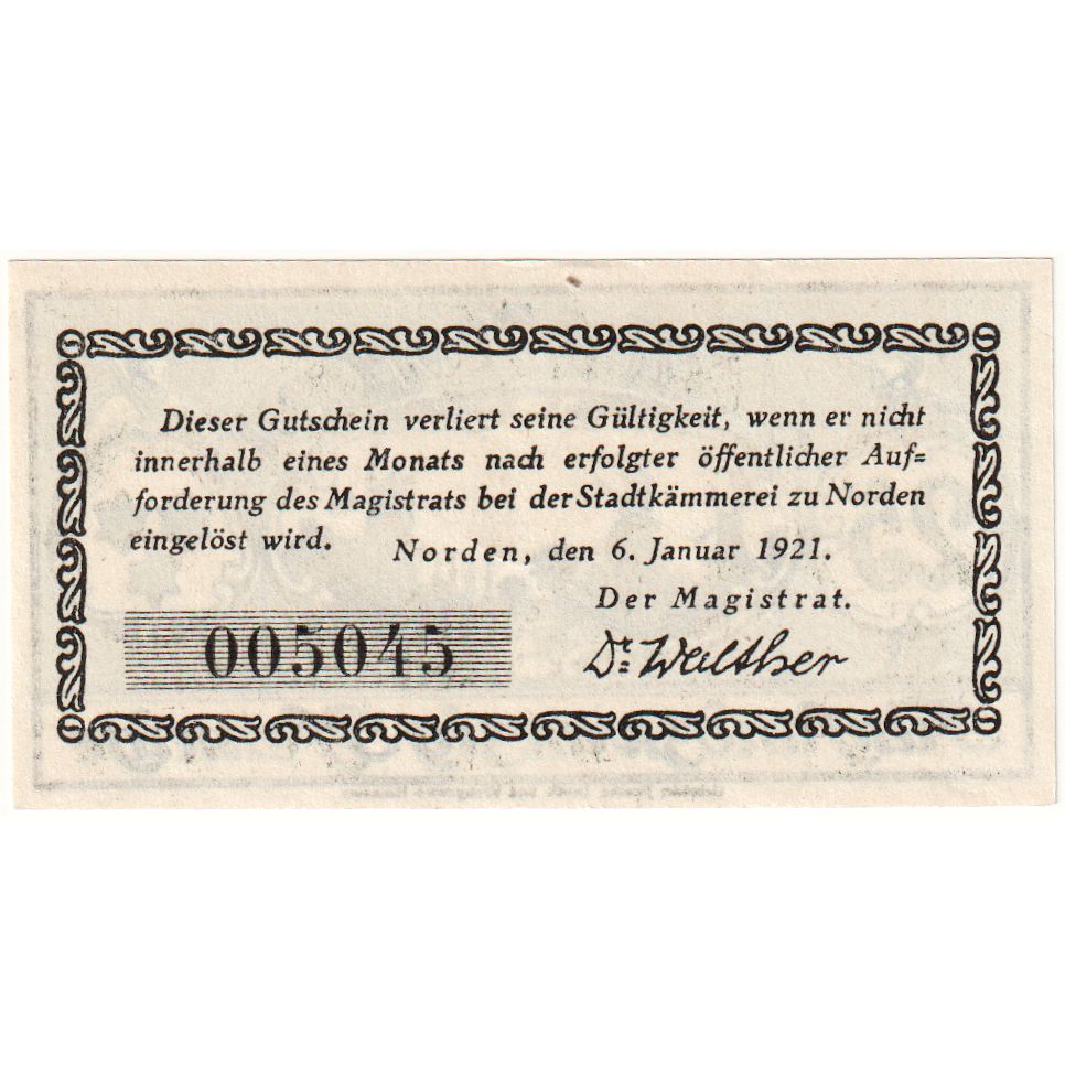 Niemcy, Norden Stadt, 25 Pfennig, 1921-01-06, UNC(63)