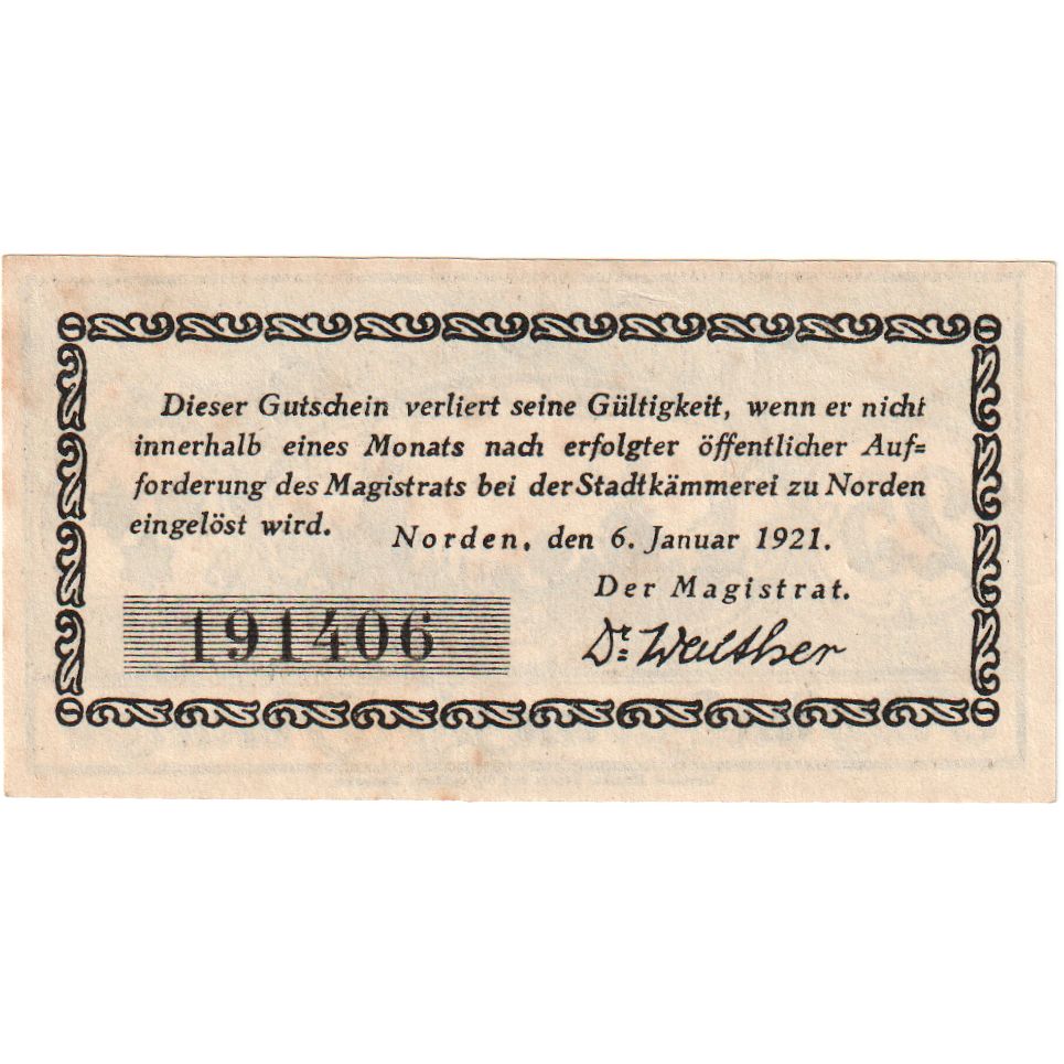 Deutschland, Norden Stadt, 25 Pfennig, 1921-01-06, UNZ-