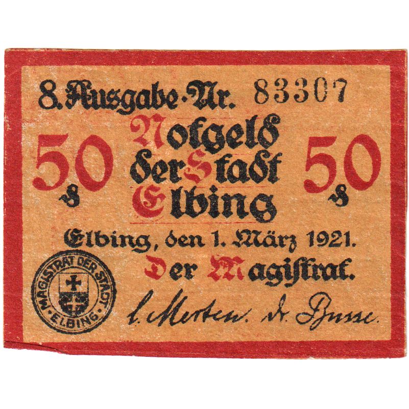 Deutschland, Elbing Stadt, 50 Pfennig, 1921-03-01, VZ+