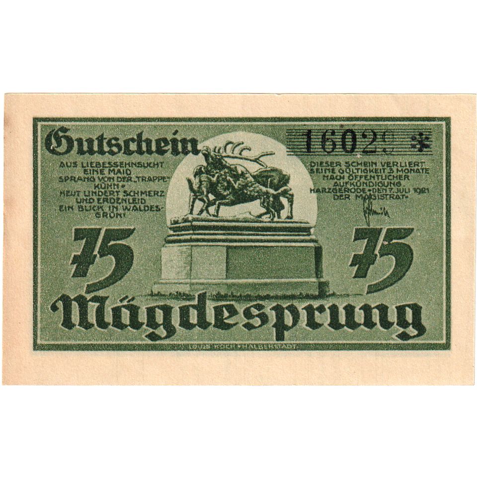 Deutschland, Harzgerode Stadt, 75 Pfennig, 1921-07-07, VZ+