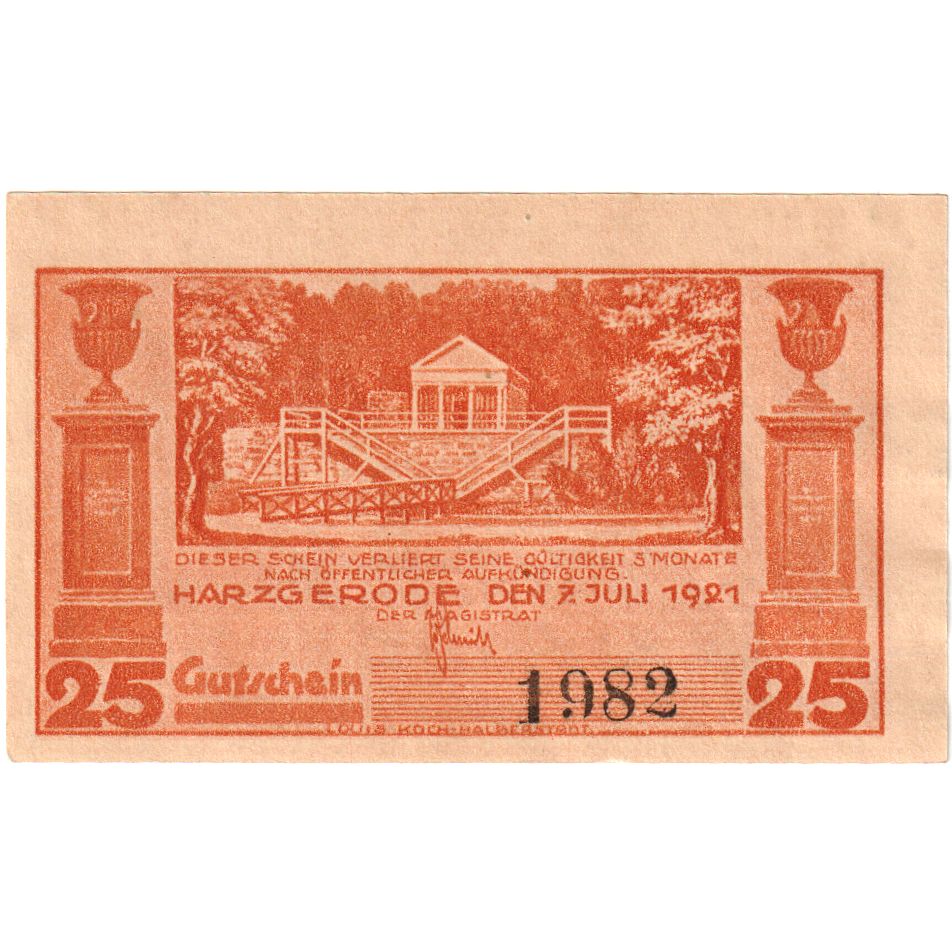 Deutschland, Harzgerode Stadt, 25 Pfennig, 1921-07-07, VZ+