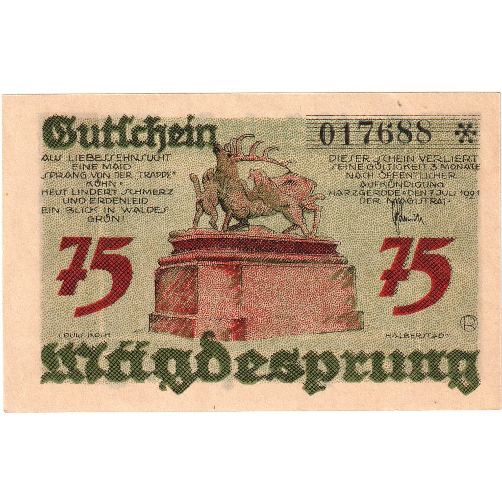 Deutschland, Harzgerode Stadt, 75 Pfennig, 1921-07-07, VZ+