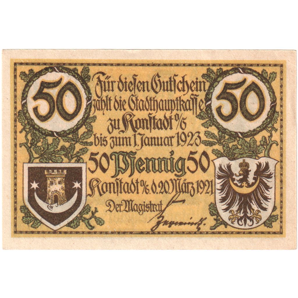 Germany, Konstadt Stadt, 50 Pfennig, 1923-01-01, UNC(60-62)