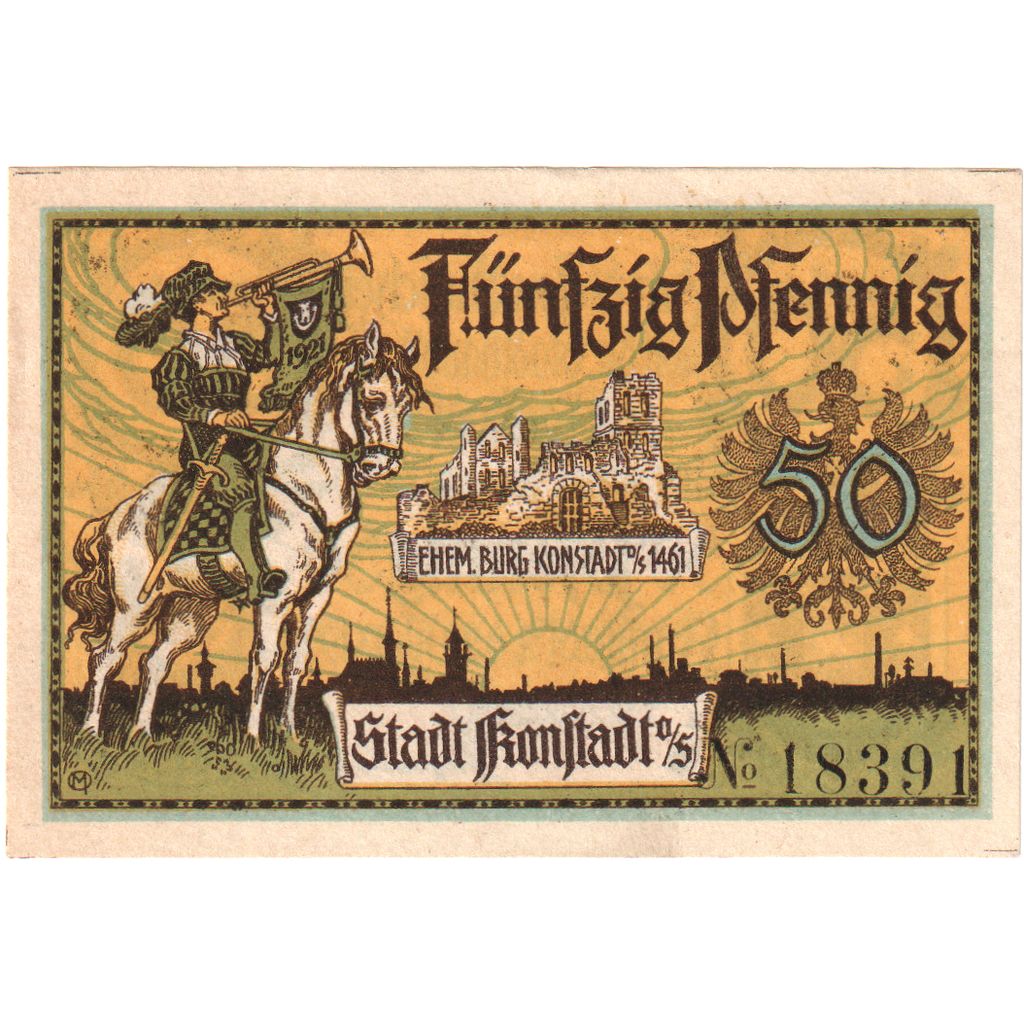 Germany, Konstadt Stadt, 50 Pfennig, 1923-01-01, UNC(60-62)
