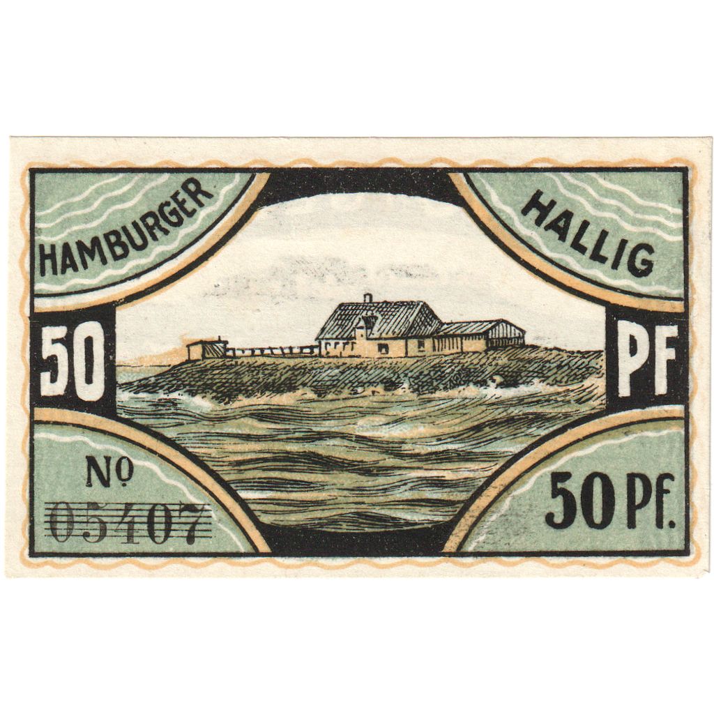 Alemania, Hamburger Hallig Volquardsen, 50 Pfennig, 1921-09-30, EBC+