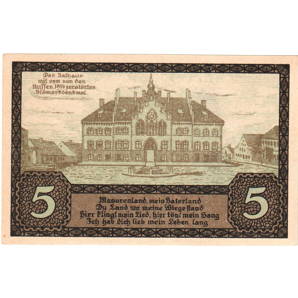 Alemania, Johannisburg Stadt, 5 Pfennig, 1921-10-01, EBC+
